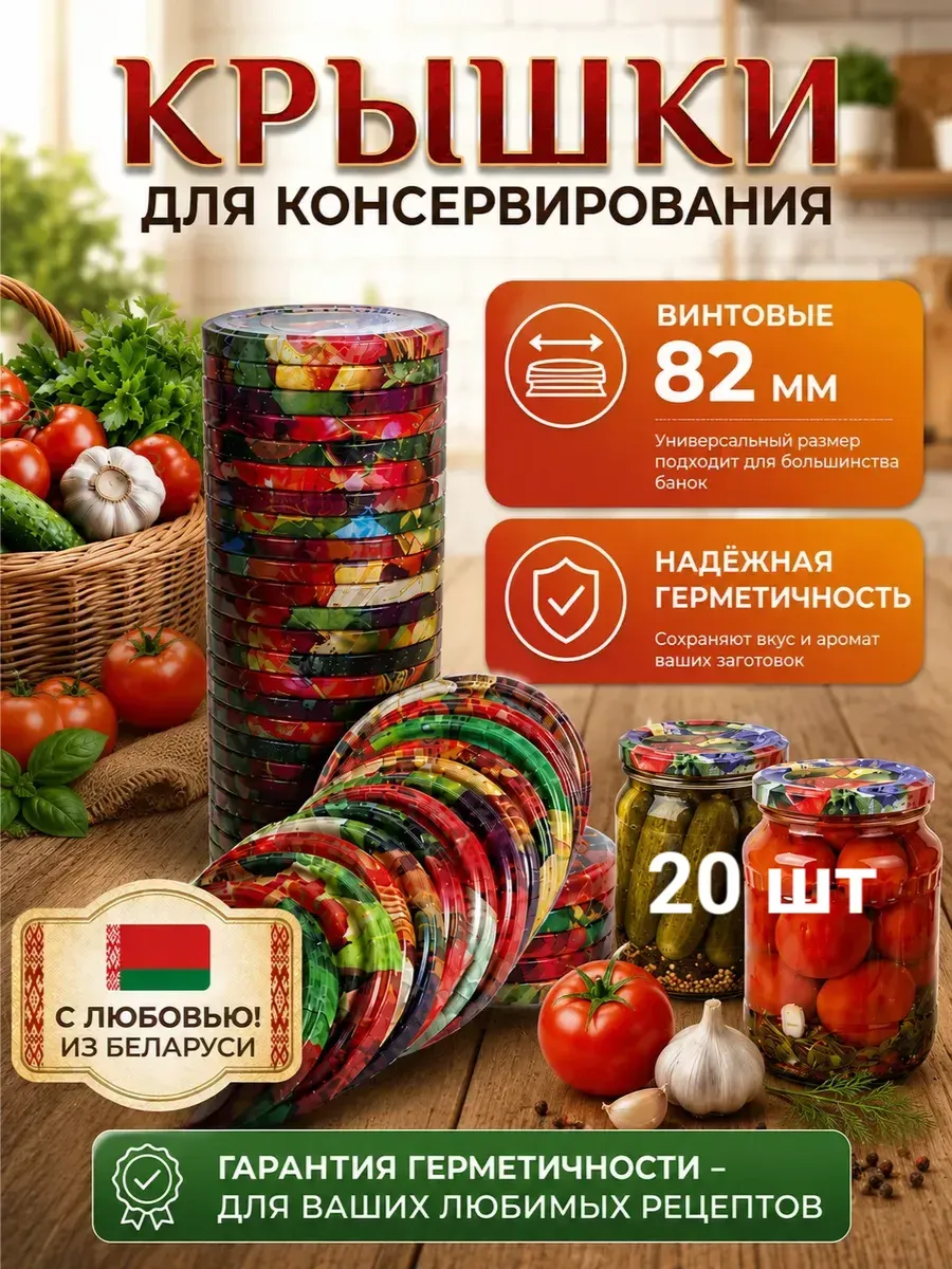 Крышки для консервирования винтовые 82 мм 20 шт