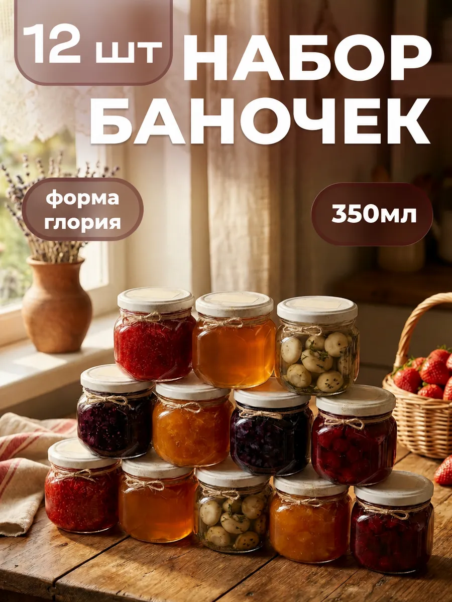 Банки для хранения и консервации 12 штук 350 мл