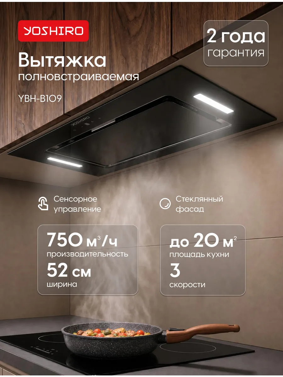 Вытяжка кухонная встраиваемая YBH-B109
