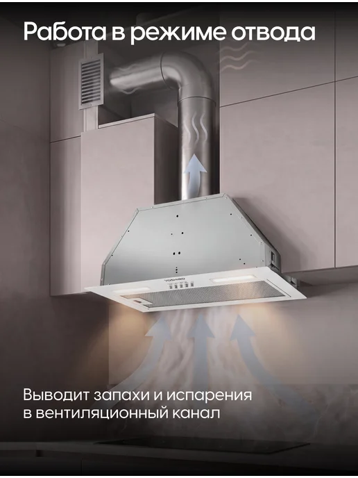 YOSHIRO Вытяжка кухонная встраиваемая 52 см YBH-B106, вариант, фото 3