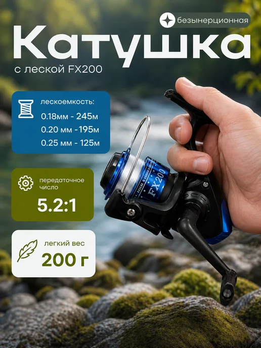 Мир рыбалки и туризма Катушка рыболовная FX-200, 2шт, 2 шт, фото 2