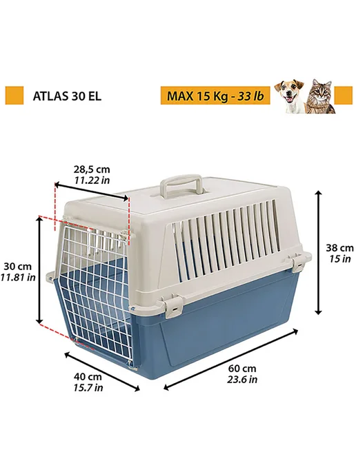 Ferplast Переноска Atlas 30 El для мелких средних собак 60х40х38 см, 40x38 см, фото 2