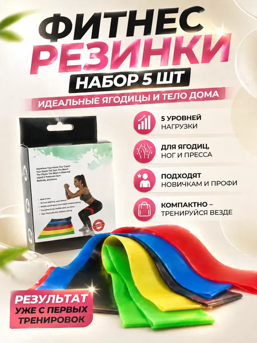 Фитнес резинки набор 5 шт для тренировок
