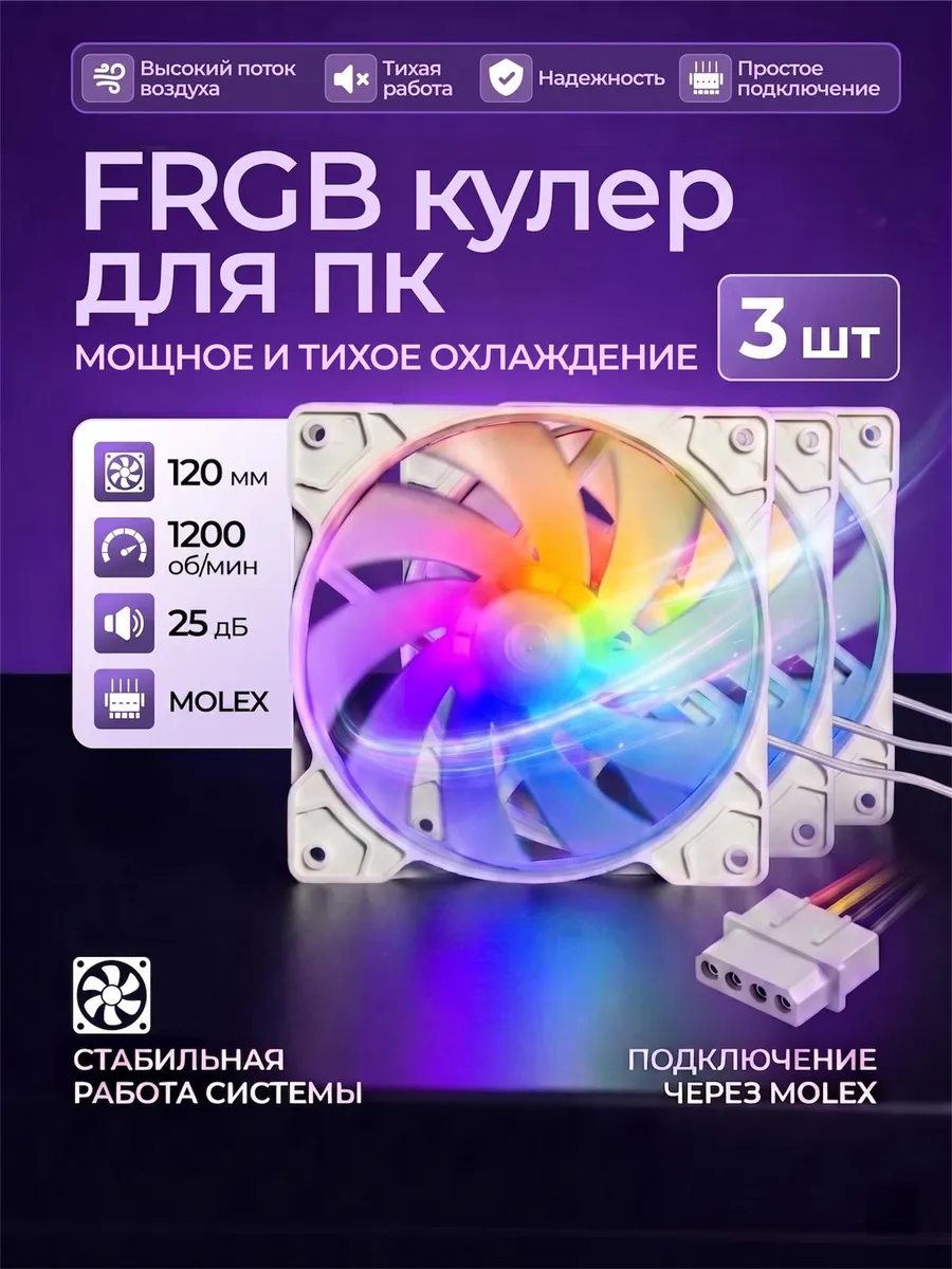 Комплект кулеров для ПК, вентиляторы 120 мм черный