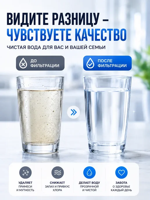 Амаля Фильтр для воды на кран проточный насадка для очистки, белый, фото 4