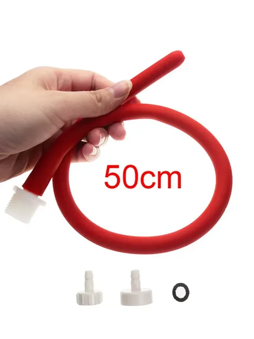 ToyForFun Насадка для анального душа "SILICON RED ANAL DOUCHE" 50см, красный, фото 2