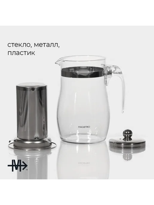 Лавка Заварочный чайник с металлическим ситом, 500 мл, стекло, 750 мл, фото 2