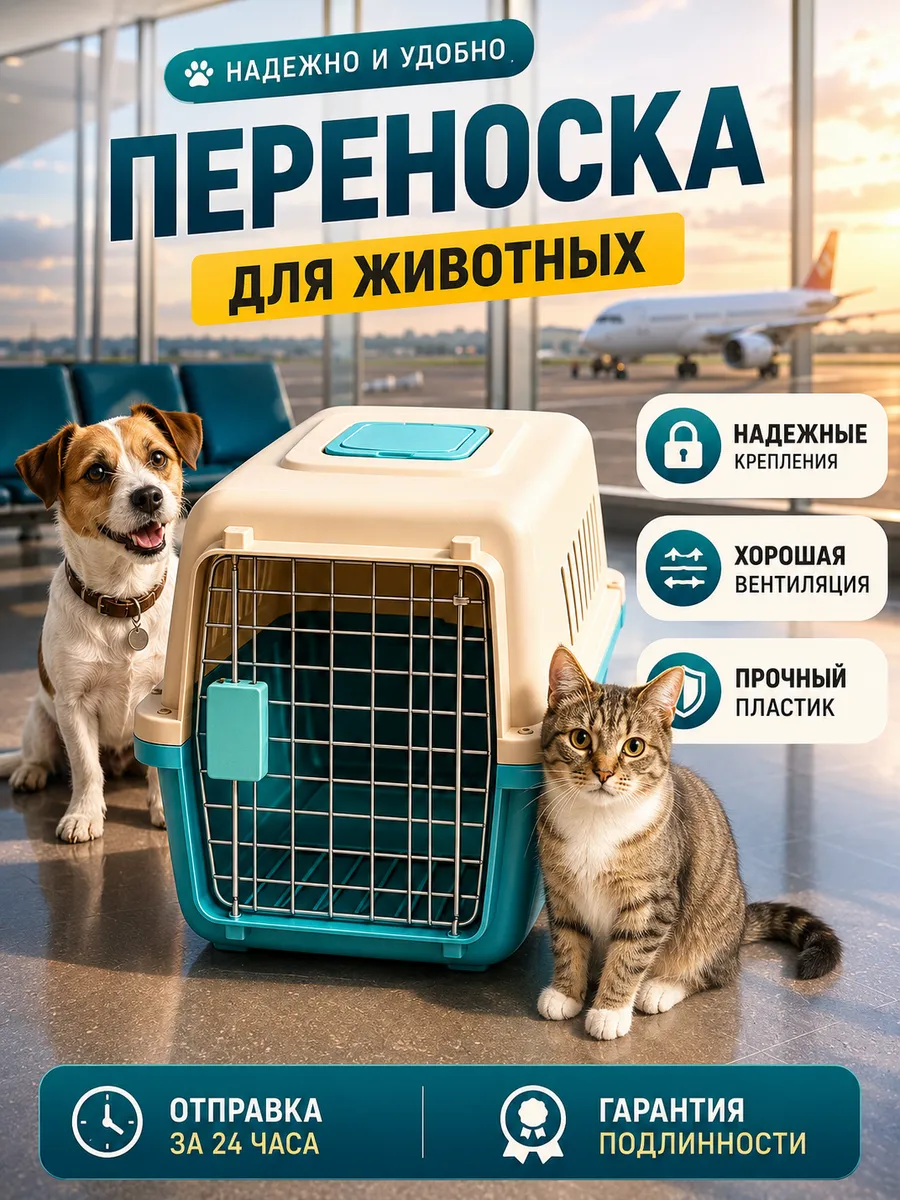 Переноска пластиковая для кошек и собак до 7.5 кг Авиа