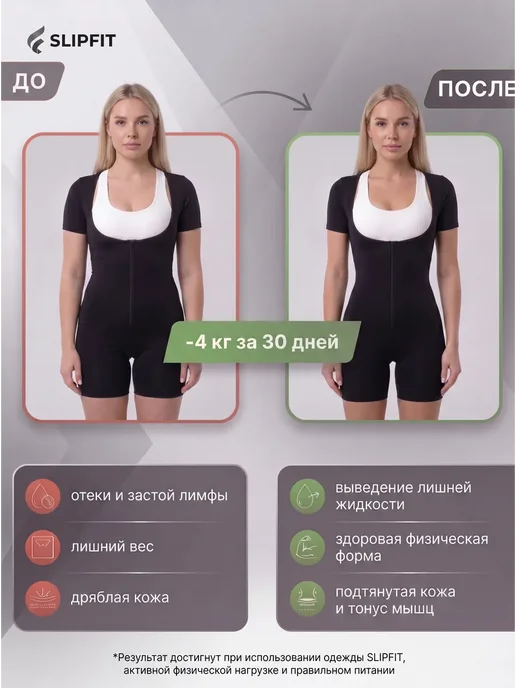 SLIPFIT Костюм сауна для похудения, черный, фото 2