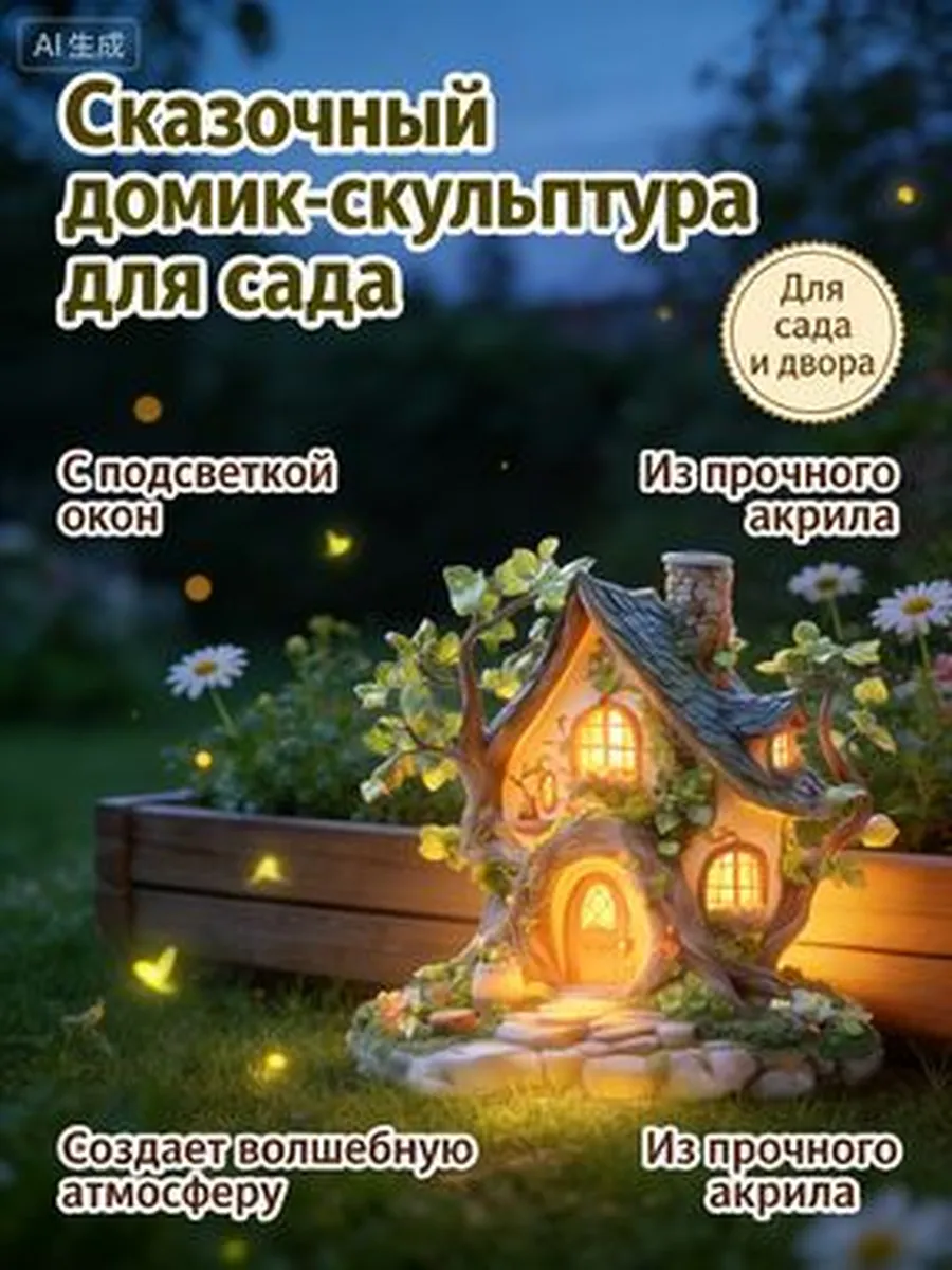 Садовая фигурка домик гнома 2D из акрила