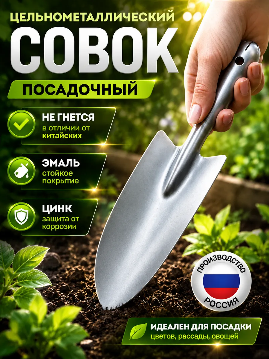 Совок садовый металлический