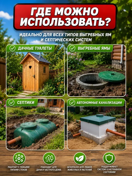 УЛЯ01 Средство для септика от запаха и ила уменьшает откачку, вариант, фото 3