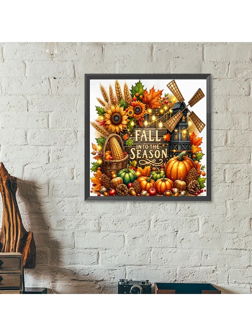 5D DIY Полный круг бриллиантовая мозаика на осень 40x40см, 40x40 см, фото 4
