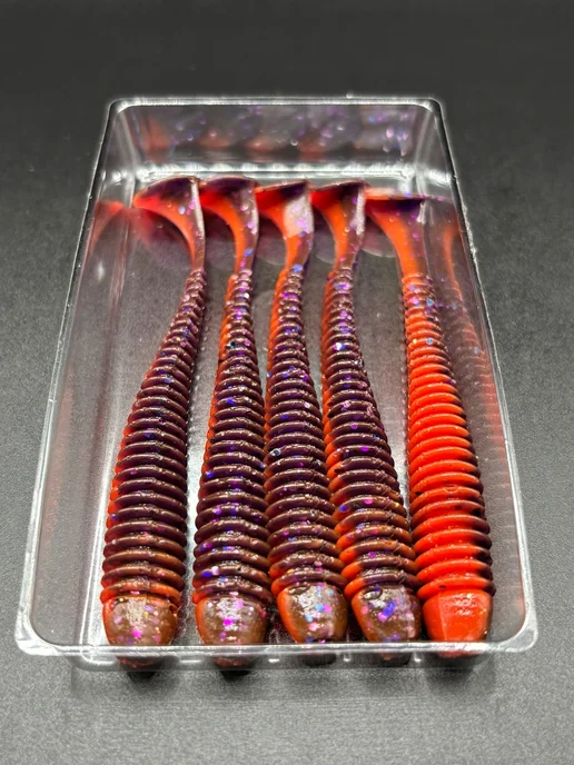 RiverFish Силиконовая приманка на щуку 102мм.4дюйма.5штук, фиолетовый, фото 4