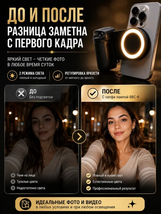 AIRUS02 Магнитная селфи лампа с Bluetooth для телефона, вариант, фото 3