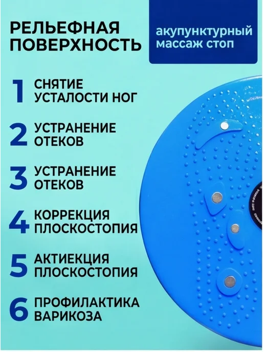 Балансировочный вращающийся диск с магнитотерапией, синий, фото 3