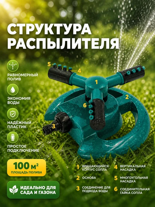 Разбрызгиватель для полива садовый, зеленый, фото 5