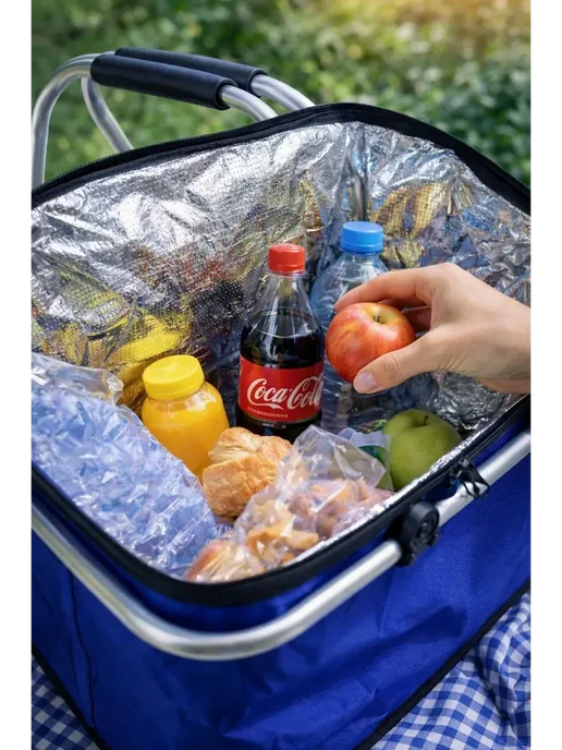 АдиаС Сумка‑корзина охлаждающая для кемпинга и дачи 30л, синий, фото 3