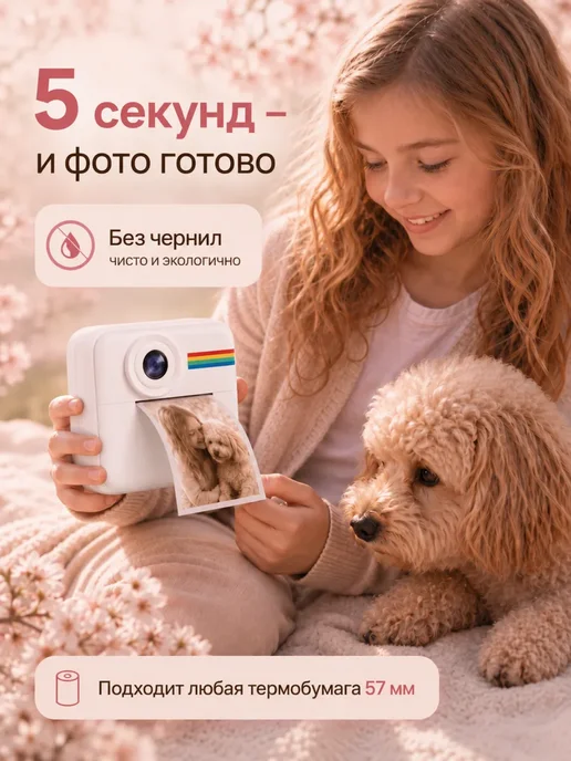 Dream Camera Фотоаппарат моментальной печати цветной детский, белый, фото 6