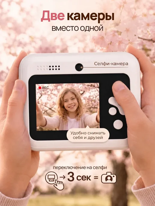 Dream Camera Фотоаппарат моментальной печати цветной детский, белый, фото 7