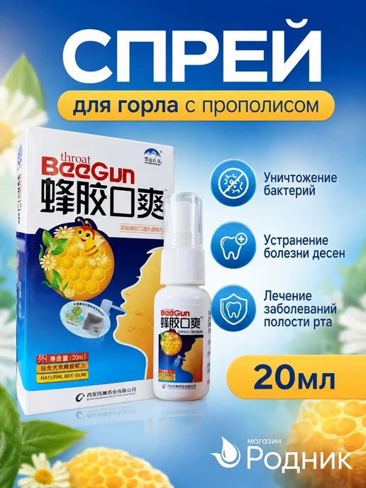 Спрей натуральный для полости рта и горла, 20 мл