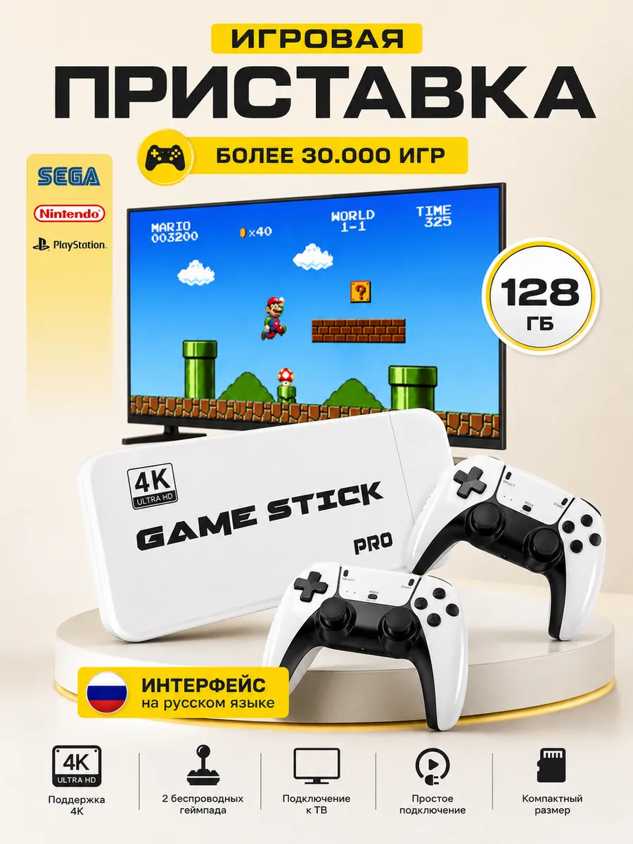 Игровая приставка консоль для телевизора Game Stick 128 Гб