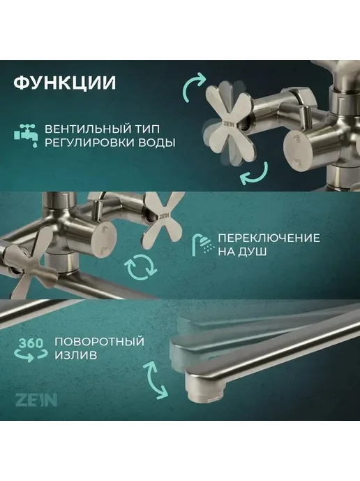 Стильный двухвентильный смеситель для ванной с душем, вариант