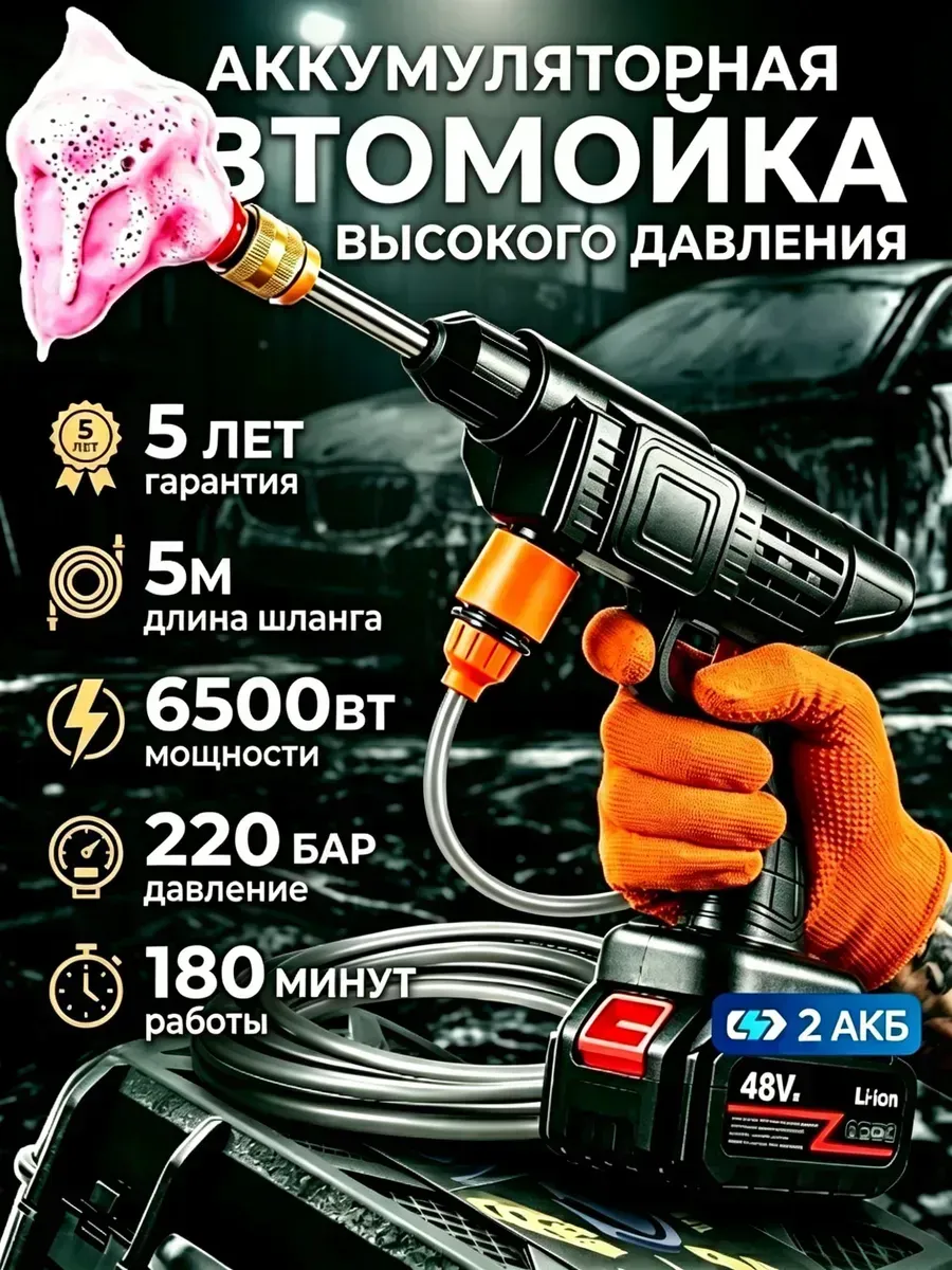 Мойка высокого давления для автомобиля аккумуляторная