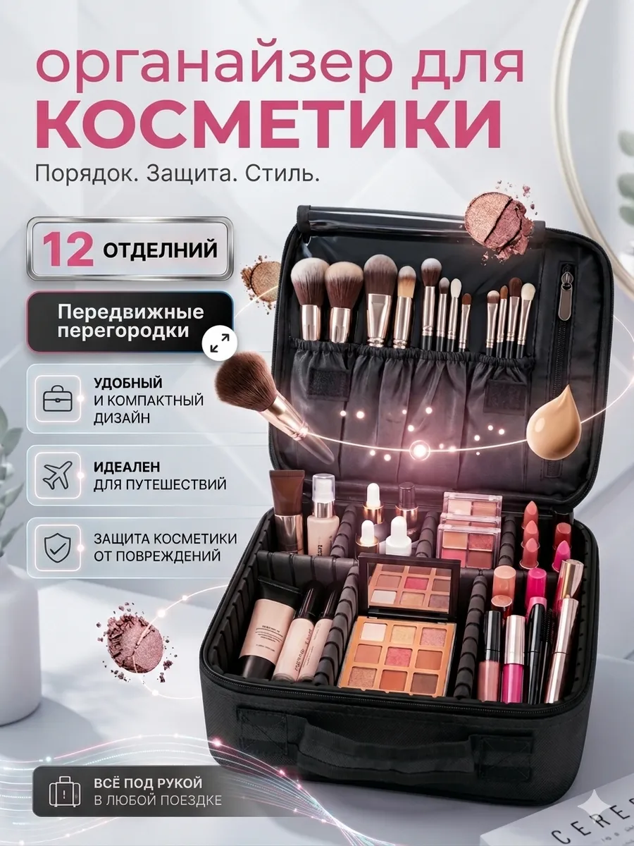Органайзер для макияжа и хранения косметики дорожный