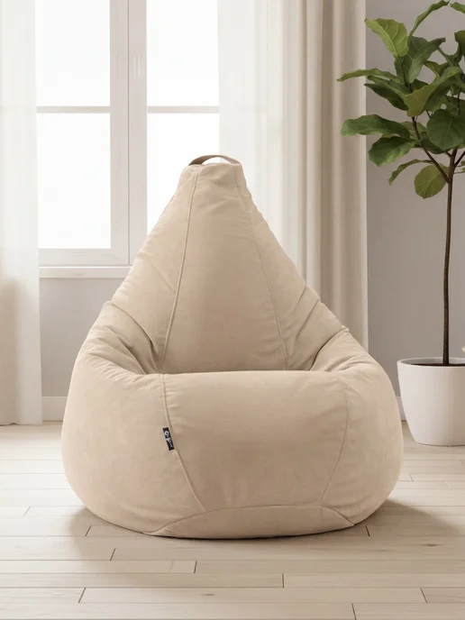 Goodpoof Кресло мешок XXXXL Груша Велюр, бежевый, фото 4