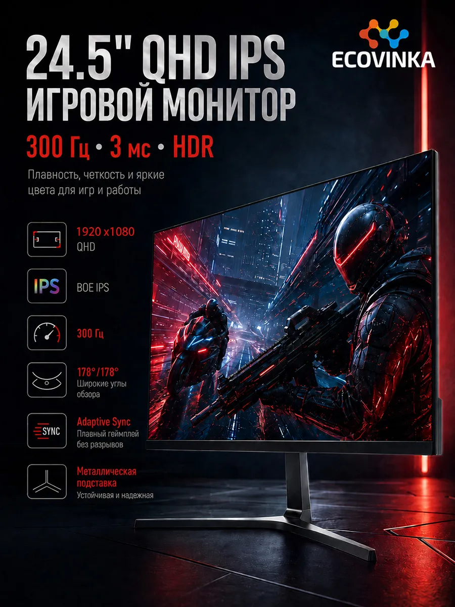 Игровой монитор для ПК 24.5" GP24B Pro IPS 300Гц Черный