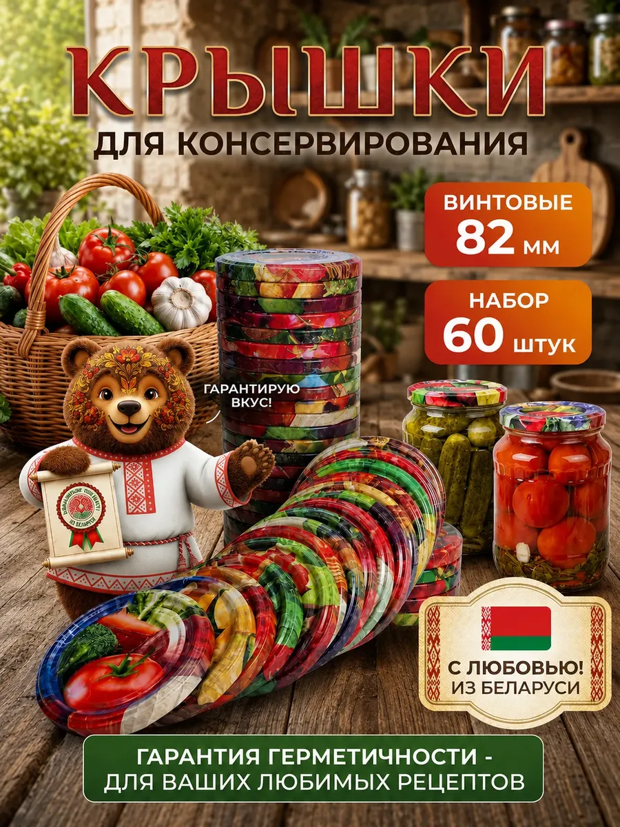 Крышки для банок винтовые 82 мм 60 шт