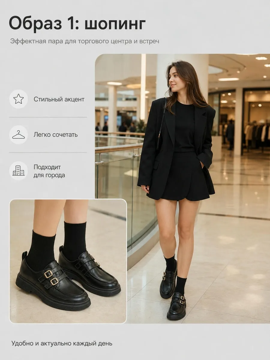 Лоферы на высокой платформе черные осенние