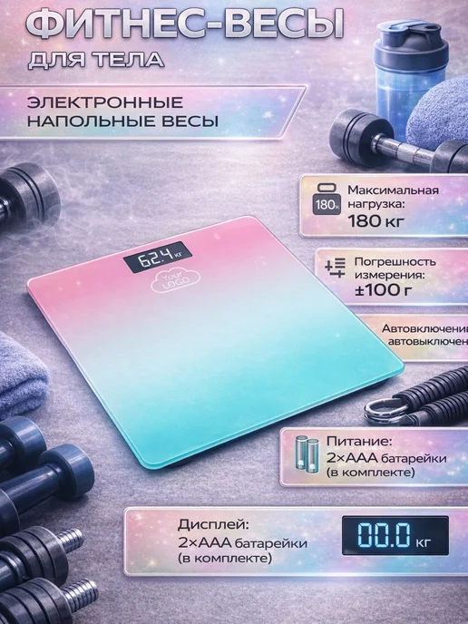 Напольные фитнес весы, голубой