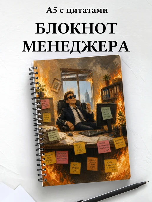 Блокнот менеджера с мотивирующими цитатами
