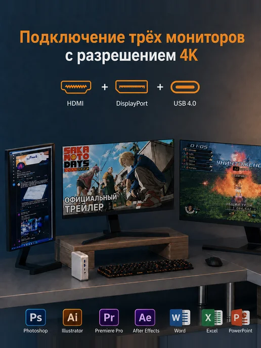 Мини-пк ZNR AMD Ryzen 5 7640HS, 12 512 ГБ, 512 ГБ, фото 5