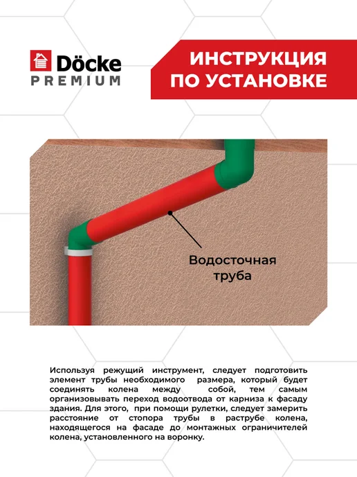 Docke Труба водосточная Premium (Графит), 1м - 2 шт, 1 м, 2 шт, фото 3