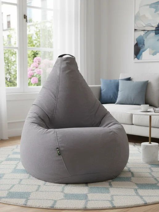 Goodpoof Кресло мешок XXXXXL Груша Велюр, серый, фото 4