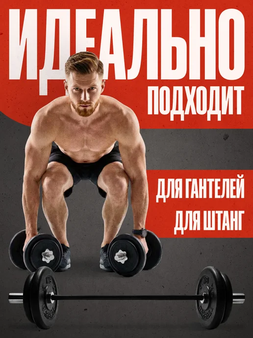 Mbbarbell Блины для штанги 51 мм 1,25 кг металлическая втулка, 1,25 кг, фото 4