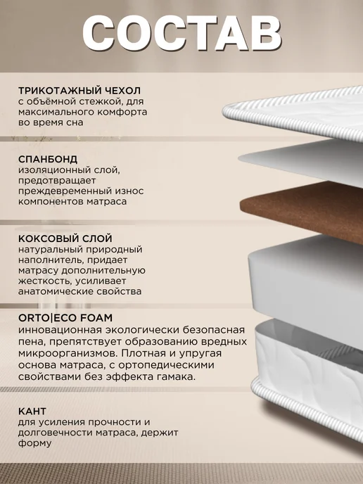 COMFY SON Ортопедический детский матрас 160*80 см, 180x90 см, фото 2