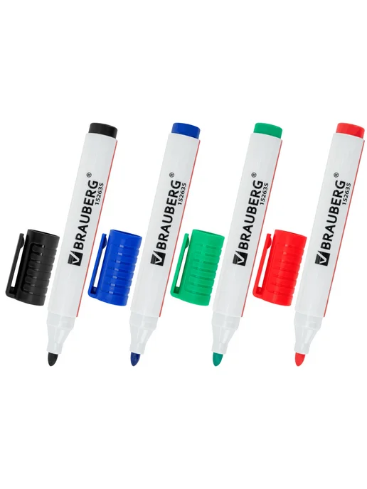Brauberg Маркер стираемый 12 шт ULTRA WHITEBOARD 3 мм с клипом черный, 4 цв., фото 5