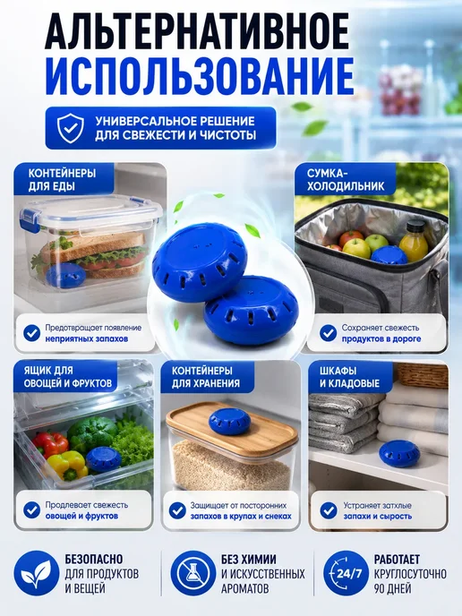 софи10 Поглотитель запаха для холодильника очиститель воздуха, синий, фото 3