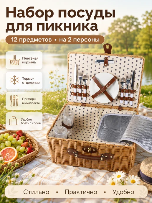 Набор для пикника, белый, фото 2