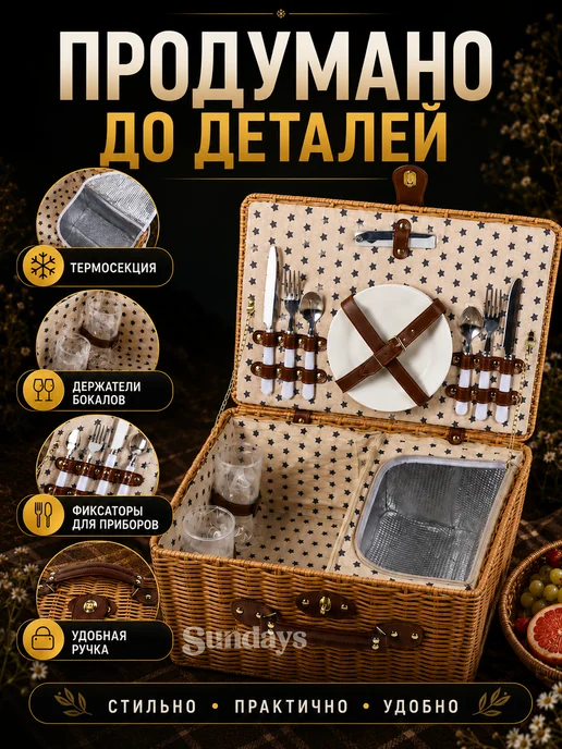 Набор для пикника, белый, фото 7
