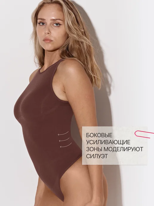 UTYANULO Утягивающее боди майка, коричневый, фото 4