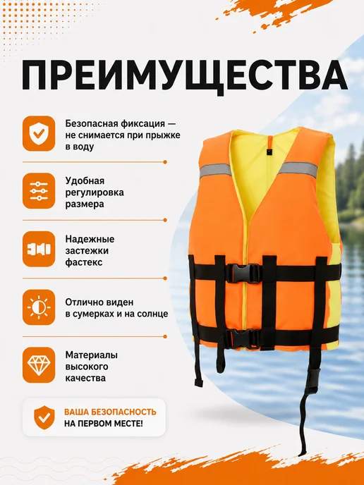 Свияга Спасательный жилет взрослый, оранжевый, фото 3