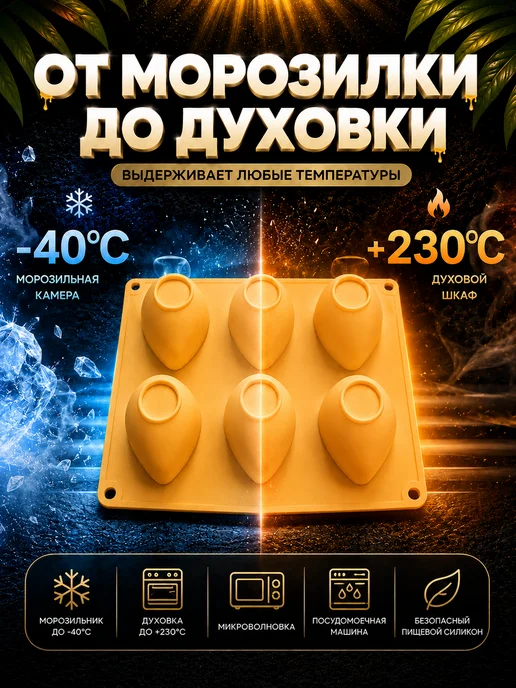 SHOSTT Силиконовая форма для корпусных десертов и пирожных Манго, желтый, фото 5