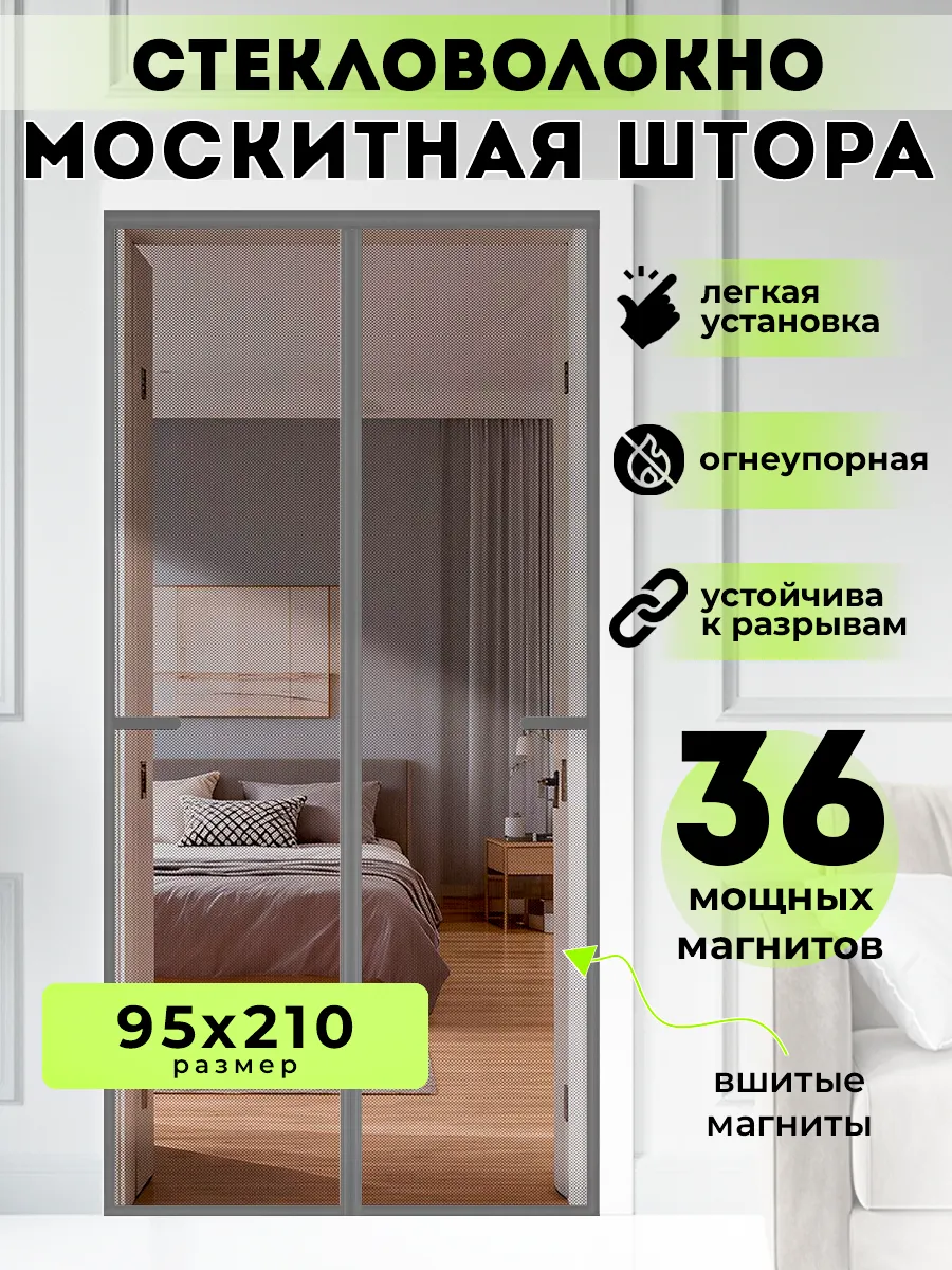 Москитная сетка на дверь стекловолокно 95 на 210