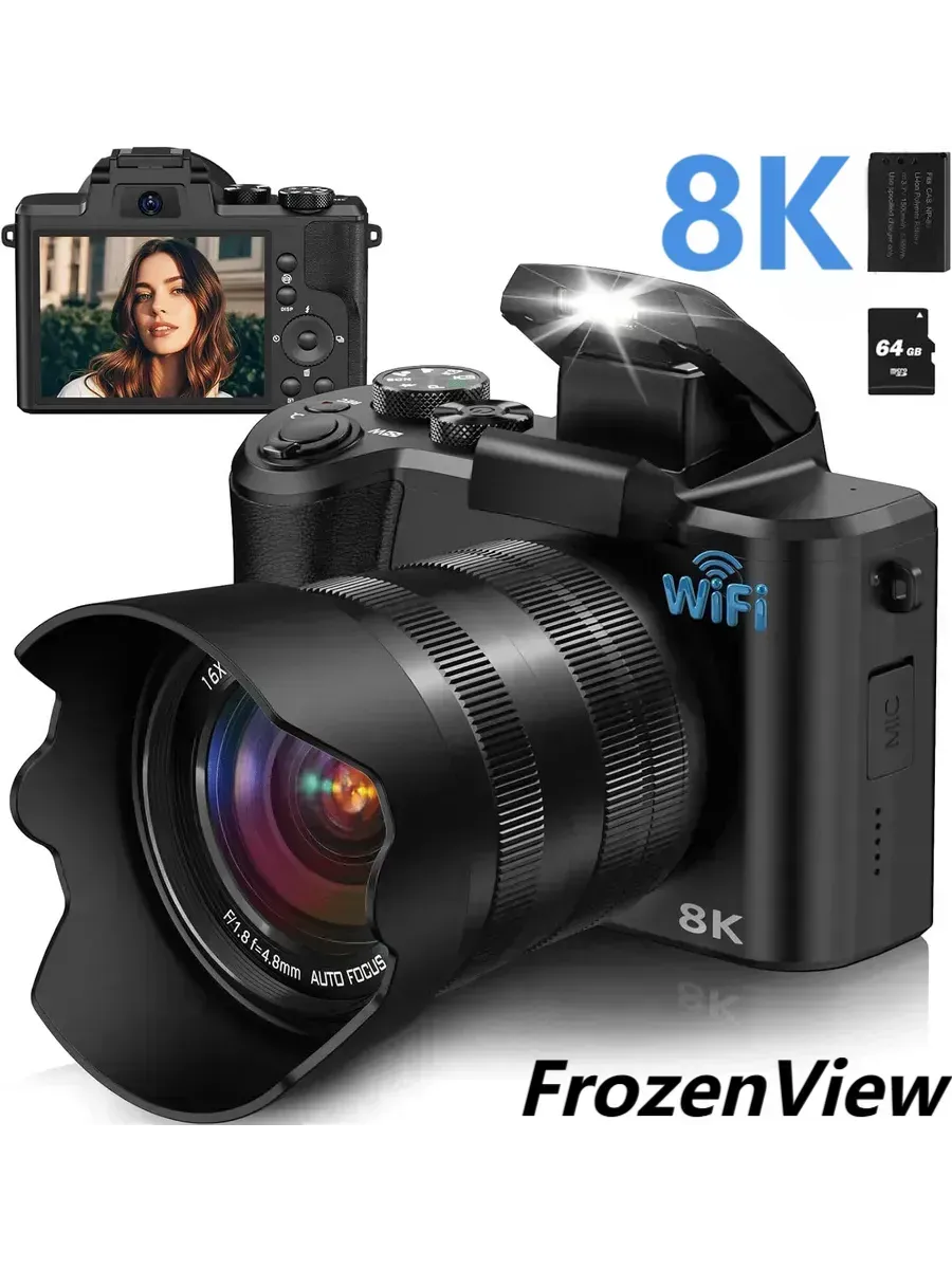 8K зеркальный фотоаппарат, 16X зумом зеркальная камера