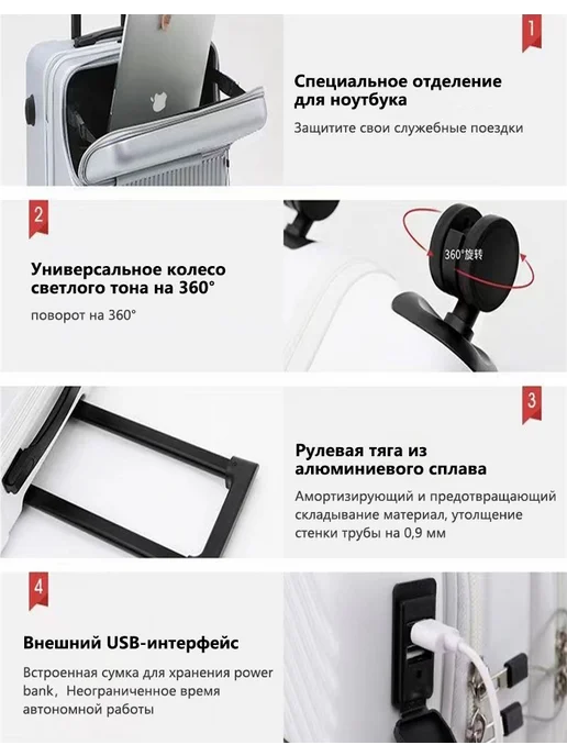 20дюймовый многофункциональный утолщенный посадочный чемодан, серый, фото 6